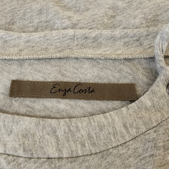 Enza Costa Lace Up Shoulder Cashmere Long Sleeve Top Size Medium - Picture 15 of 17